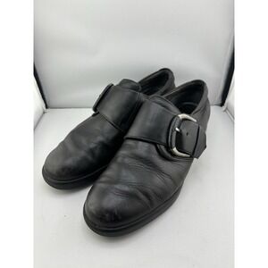 ECCO Women's Black Leather Slip-On Flat Womens Size 40/9 Us Black